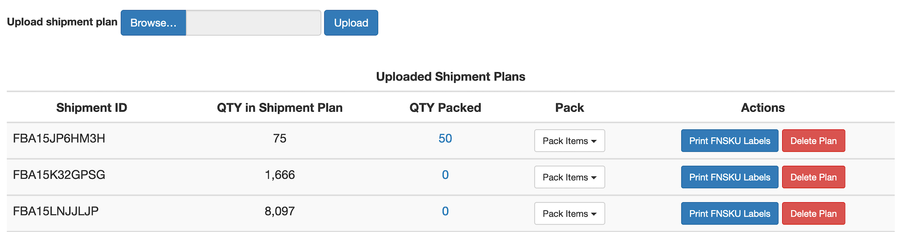 Shipment Plans